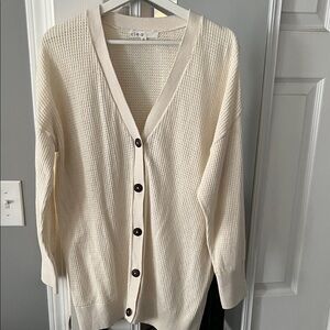 cleo Ivory Waffle Knit Button-Front Cardigan